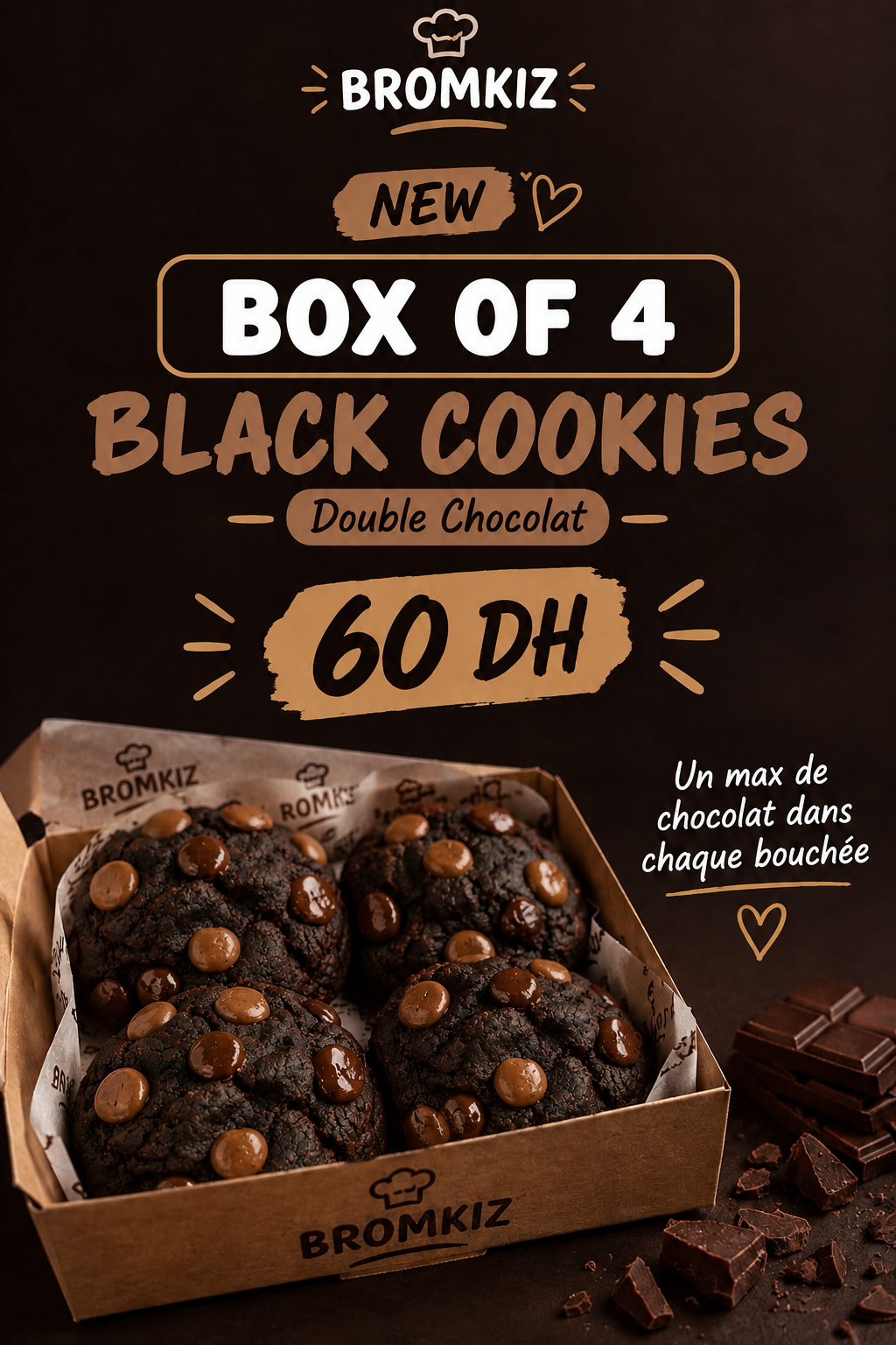 Box of 4 cookies double choco